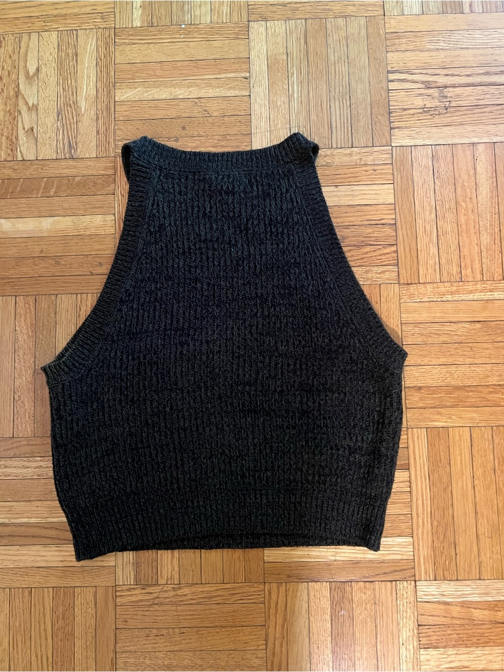 Forever 21 Chocolate Brown Knitted Sweater Cropped Tank Top Size Large - Picture 2 of 3